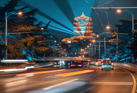 黄鹤楼-武汉-古建筑-夜景-黄鹤楼 图片素材