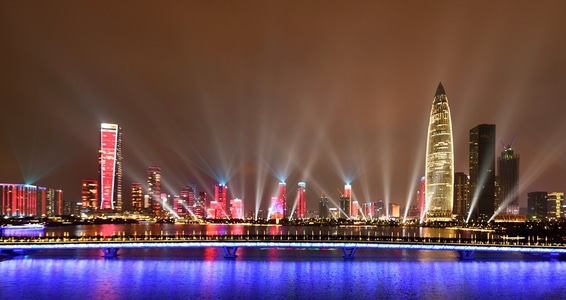 你好2020-城市风光-深圳-灯光秀-人才公园 图片素材