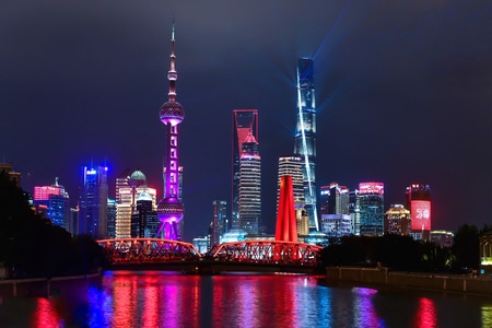 看你的城市-上海-外滩-国庆70周年-灯光秀 图片素材