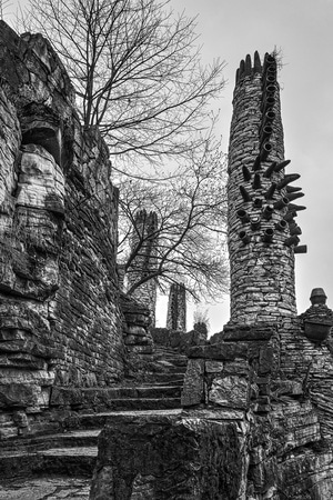 古堡-艺术村-石头-黑白照片-旅游 图片素材