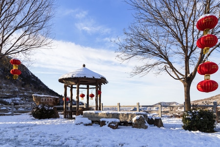风景-冬雪-风光-风景-亭子 图片素材