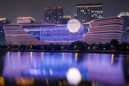 城市-灯光-杭州-低碳科技馆-夜景 图片素材