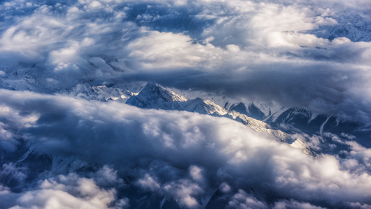 青藏高原-西藏-雪山-高空-风景 图片素材