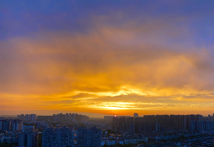 成都市-温江-风光-日出-色彩 图片素材