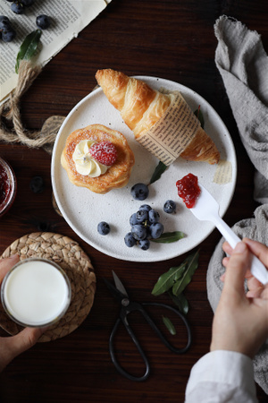 早餐-水果-美食-静物摄影-木板 图片素材