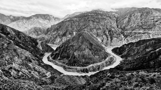 迪庆藏族自治州-旅游-黑白-风景-风光 图片素材