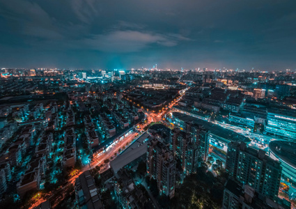 航拍-大疆-夜景-上海市-建筑 图片素材