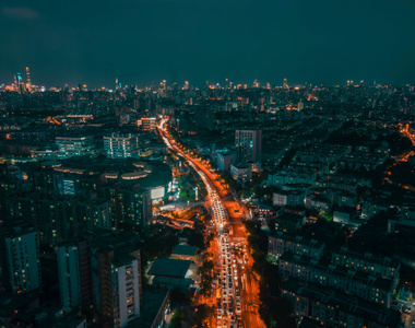 航拍-夜景-城市-青橙-夏天 图片素材