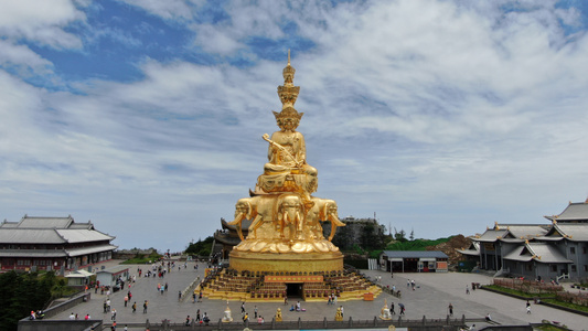 旅拍-航拍-峨眉山-金顶-建筑 图片素材