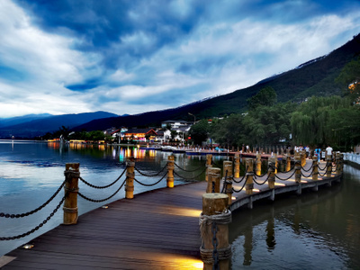 凉山彝族自治州-风光-风景-夜景-邛海 图片素材