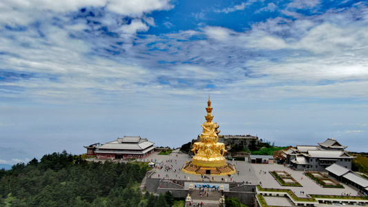 旅拍-航拍-峨眉山-金顶-建筑 图片素材