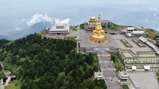 旅拍-航拍-峨眉山-金顶-建筑 图片素材
