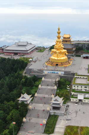 旅拍-航拍-峨眉山-金顶-建筑 图片素材