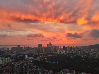 烟台市-航拍-日出-朝霞-朝霞 图片素材