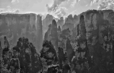 原创-旅行-风光-黑白-张家界 图片素材