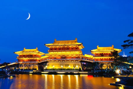 尘世烟火-洛阳-九州池-夜景-建筑 图片素材