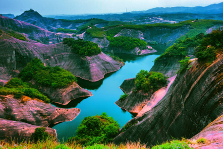 高椅岭-湖-丹霞-高椅岭-风景 图片素材