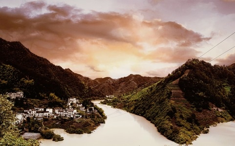 村庄-广西-路上-河流-自然 图片素材