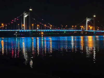 夜色-霓虹-桥-大凌河-旅游 图片素材