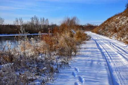 山路-雪-五彩缤纷-自然-北国风光 图片素材