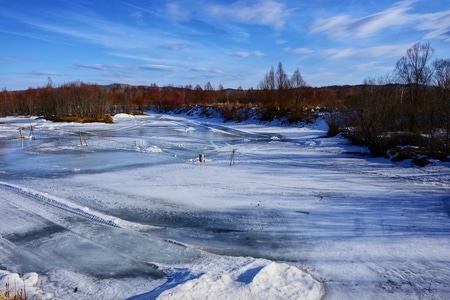 自然-春天-雪-冰河-大兴安岭 图片素材