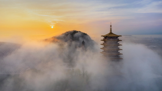 南京市-牛首山-朝霞-山-塔 图片素材