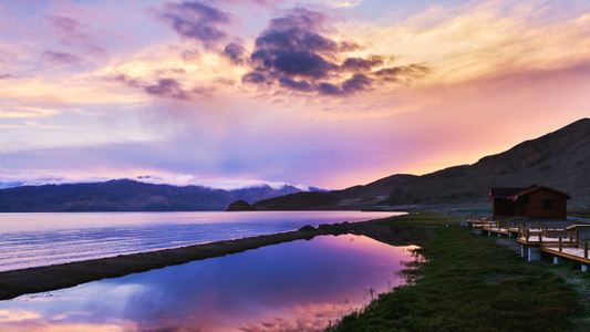 风光-风景-日出-西藏-班公湖 图片素材