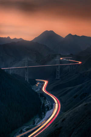 风景-桥-尼康-新疆-夜色 图片素材