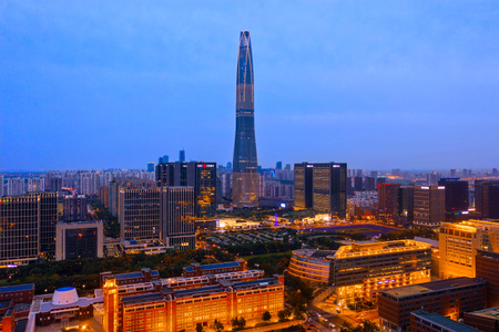 天津市-滨海新区-建筑-城市-夜景 图片素材