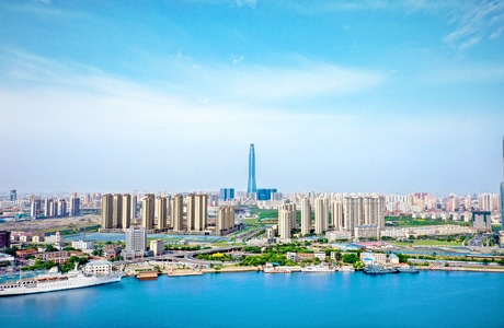 航拍-建筑-城市-天津-滨海新区 图片素材