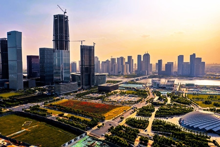 天津市-航拍-滨海新区-城市-建筑 图片素材