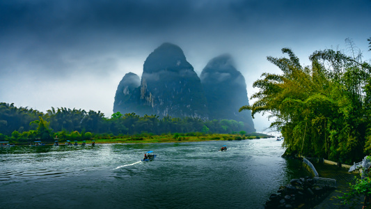 绿色-旅途-漓江三月烟雨蒙-自然风光-风光 图片素材