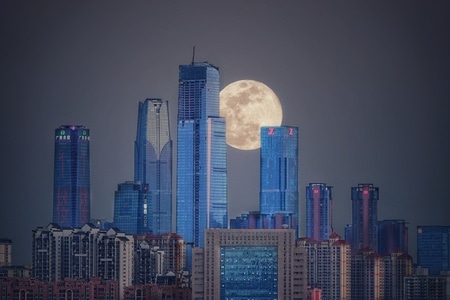 城市-月亮-创意-意境-南宁市 图片素材
