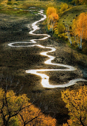 坝上-秋天-风景-河流-河水 图片素材