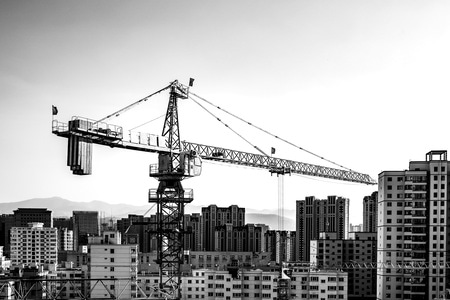 光影-情绪-建筑-塔吊-建筑工地 图片素材