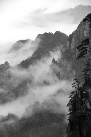 水墨风-风光-风景-中国元素-黄山 图片素材