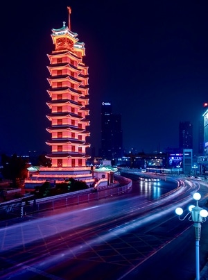 夜景-手机摄影-地标-二七塔-塔楼 图片素材