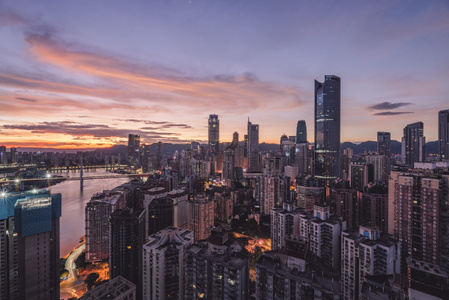 河流-日出-立体城市-重庆-山城 图片素材