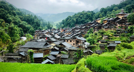 黔东南苗族侗族自治州-贵阳市-风光-村庄-房屋 图片素材