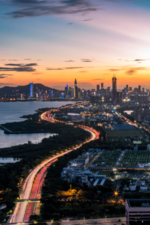 深圳市-城市-天空-落日-城市 图片素材