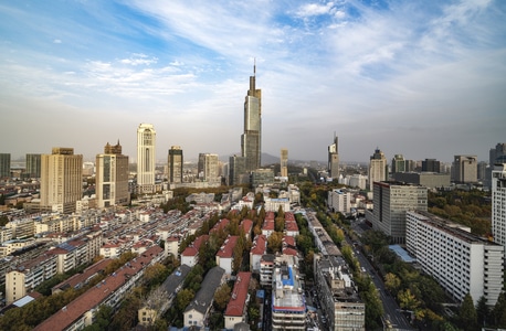 南京市-城市风光-城市色彩-南京-紫峰大厦 图片素材