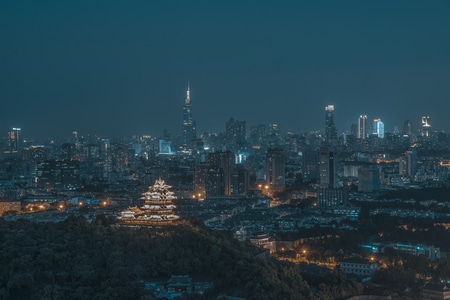 随拍-南京市-城市风光-夜景-紫峰大厦 图片素材