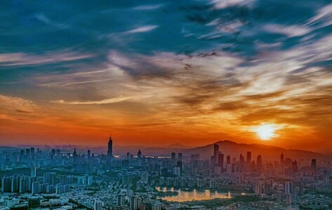 城市风光-南京市-随拍-朝霞-晚霞 图片素材