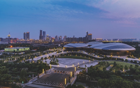 城市风光-南京市-城市色彩-夜色-江苏大剧院 图片素材
