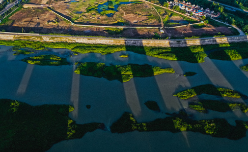 成都市-你好七月-haida滤镜签约-航拍-西江河畔 图片素材
