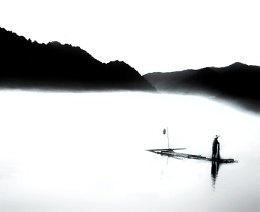 夏日-尘世烟火-人像-风景-竹筏 图片素材