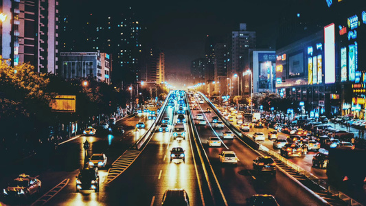 城市-黑金色-城市-夜景-道路 图片素材