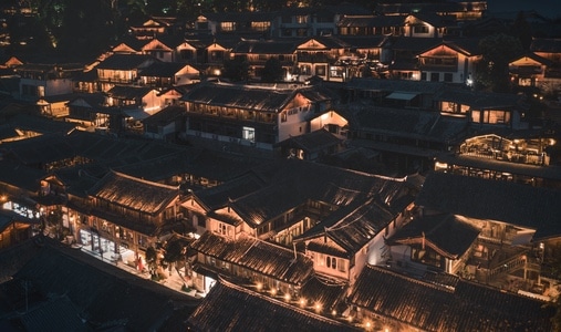 建筑-古镇-丽江-古城-夜景 图片素材
