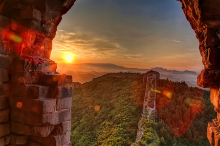 长城-古北口-旅行-日出-太阳 图片素材