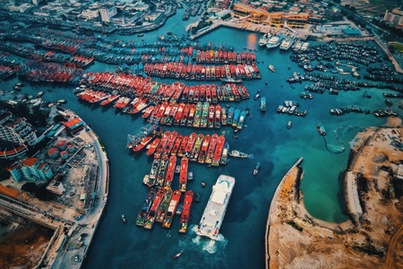 北海市-码头-港口-海港-航视角 图片素材